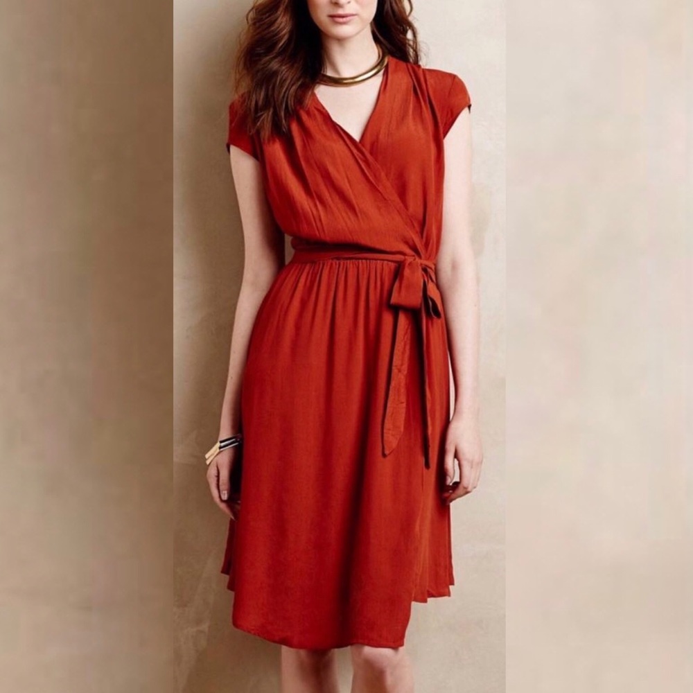 Maeve Anthropologie Noronha Dress S Pumpkin Rust